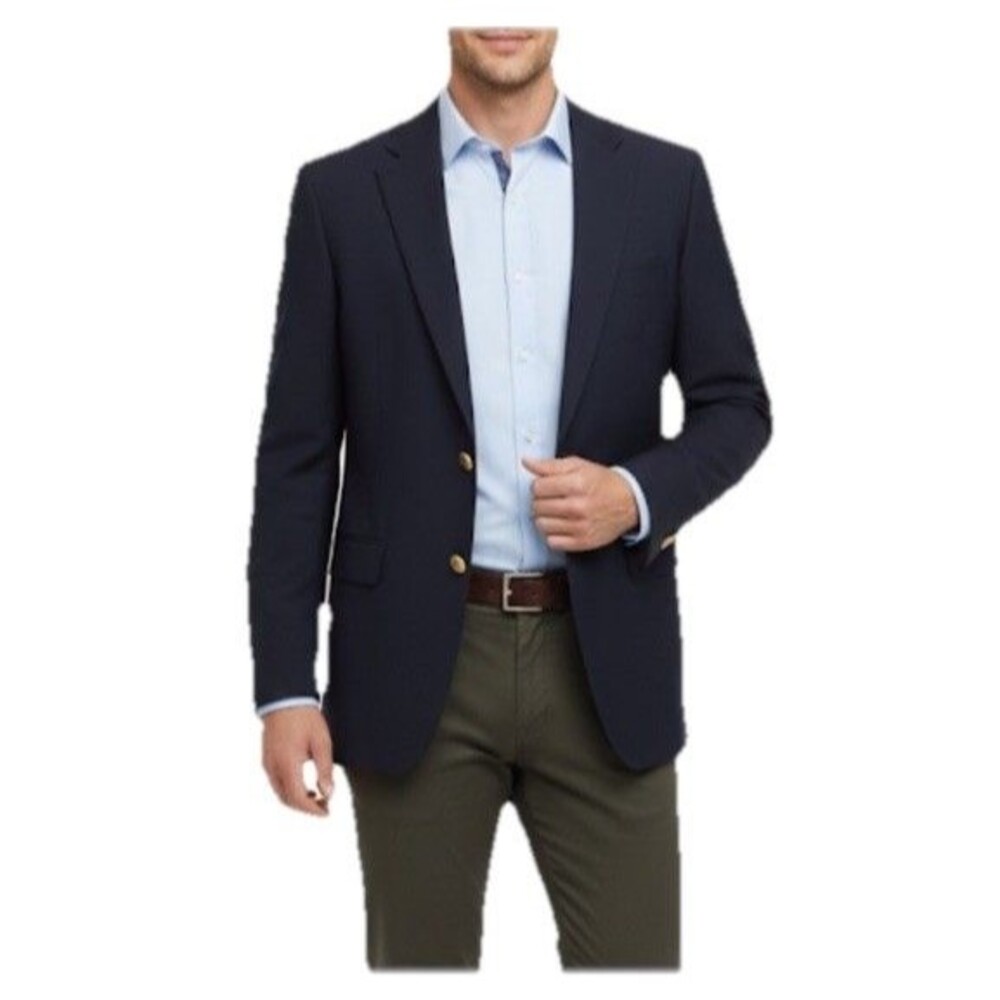 Nordstrom Hart Schaffner Marx Men’s Navy Wool Gold Button Blazer Size 42-XLong